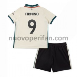Maglie da Calcio Liverpool Roberto Firmino 9 Bambino Trasferta Tenuta 2021-2022 Maniche Corte