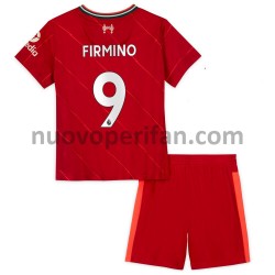 Maglie da Calcio Liverpool Roberto Firmino 9 Bambino Prima Tenuta 2021-2022 Maniche Corte