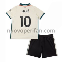 Maglie da Calcio Liverpool Sadio Mane 10 Bambino Trasferta Tenuta 2021-2022 Maniche Corte