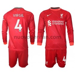 Maglie da Calcio Liverpool VIRGIL 4 Bambino Prima Tenuta 2021-2022 Maniche Lunghe