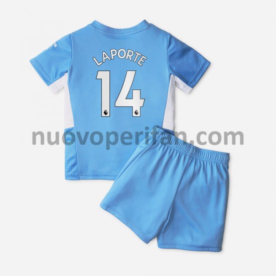 Maglie da Calcio Manchester City Aymeric Laporte 14 Bambino Prima Tenuta 2021-2022 Maniche Corte