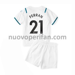 Maglie da Calcio Manchester City Ferran Torres 21 Bambino Trasferta Tenuta 2021-2022 Maniche Corte