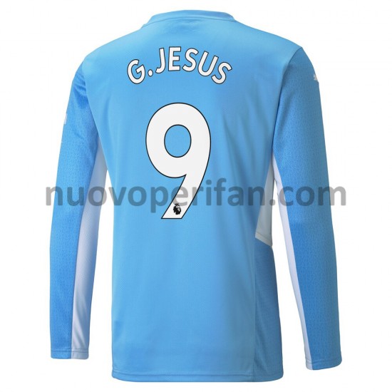 Maglie da Calcio Manchester City Gabriel Jesus 9 Prima Tenuta 2021-2022 Maniche Lunghe