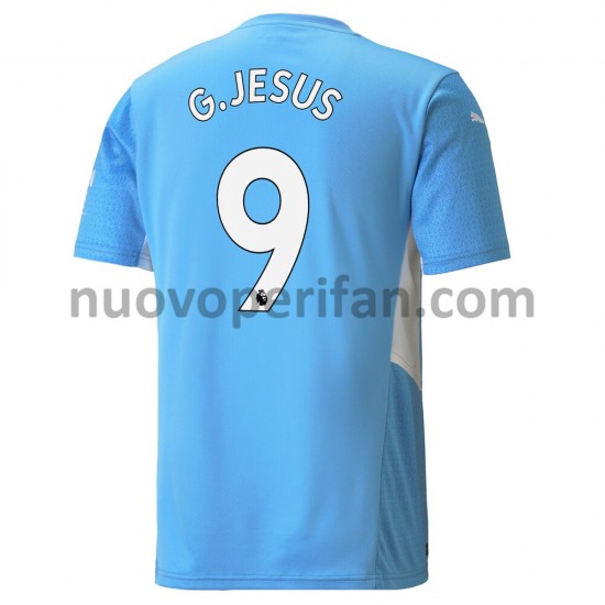 Maglie da Calcio Manchester City Gabriel Jesus 9 Prima Tenuta 2021-2022 Maniche Corte