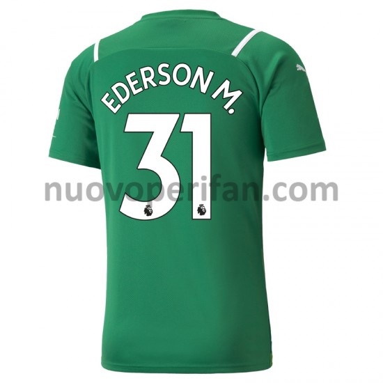 Maglie da Calcio Manchester City Portiere Ederson 31 Trasferta Tenuta 2021-2022 Maniche Corte