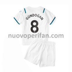 Maglie da Calcio Manchester City Ilkay Gundogan 8 Bambino Trasferta Tenuta 2021-2022 Maniche Corte