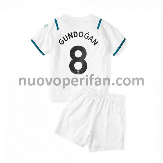 Maglie da Calcio Manchester City Ilkay Gundogan 8 Bambino Trasferta Tenuta 2021-2022 Maniche Corte