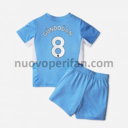 Maglie da Calcio Manchester City Ilkay Gundogan 8 Bambino Prima Tenuta 2021-2022 Maniche Corte
