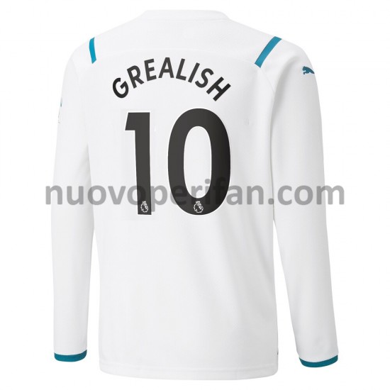 Maglie da Calcio Manchester City Jack Grealish 10 Trasferta Tenuta 2021-2022 Maniche Lunghe