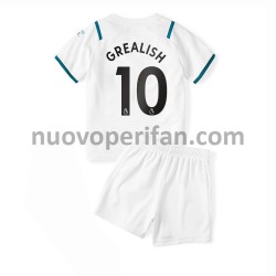 Maglie da Calcio Manchester City Jack Grealish 10 Bambino Trasferta Tenuta 2021-2022 Maniche Corte