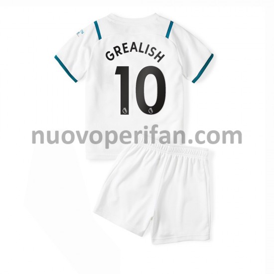 Maglie da Calcio Manchester City Jack Grealish 10 Bambino Trasferta Tenuta 2021-2022 Maniche Corte