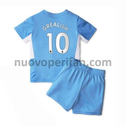 Maglie da Calcio Manchester City Jack Grealish 10 Bambino Prima Tenuta 2021-2022 Maniche Corte