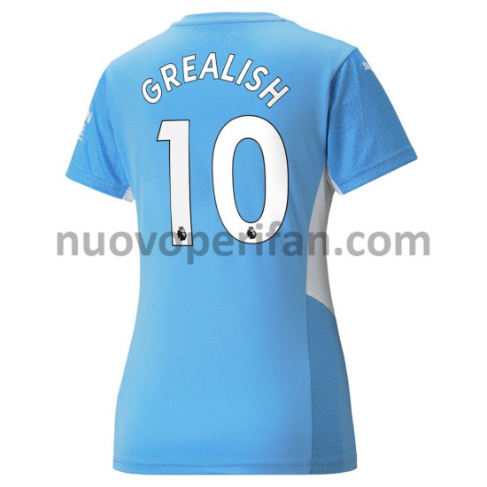 Maglie da Calcio Manchester City Jack Grealish 10 Donna Prima Tenuta 2021-2022 Maniche Corte