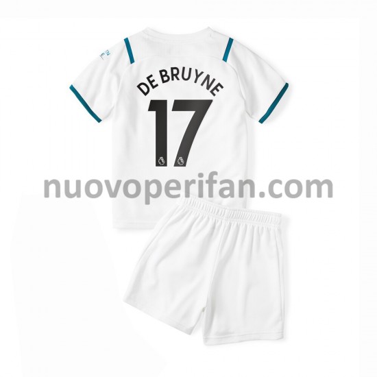 Maglie da Calcio Manchester City Kevin De Bruyne 17 Bambino Trasferta Tenuta 2021-2022 Maniche Corte