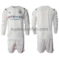 Maglie da Calcio Manchester City Bambino Trasferta Tenuta 2021-2022 Maniche Lunghe