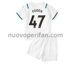 Maglie da Calcio Manchester City Phil Foden 47 Bambino Trasferta Tenuta 2021-2022 Maniche Corte