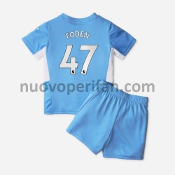 Maglie da Calcio Manchester City Phil Foden 47 Bambino Prima Tenuta 2021-2022 Maniche Corte
