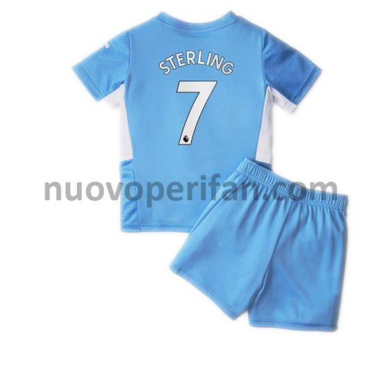 Maglie da Calcio Manchester City Raheem Sterling 7 Bambino Prima Tenuta 2021-2022 Maniche Corte