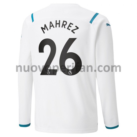 Maglie da Calcio Manchester City Riyad Mahrez 26 Trasferta Tenuta 2021-2022 Maniche Lunghe