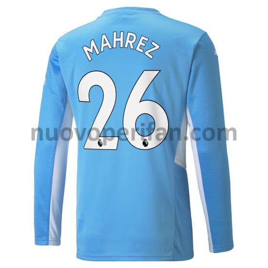 Maglie da Calcio Manchester City Riyad Mahrez 26 Prima Tenuta 2021-2022 Maniche Lunghe
