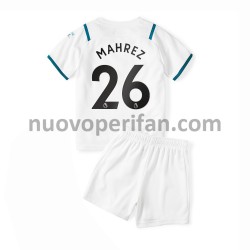 Maglie da Calcio Manchester City Riyad Mahrez 26 Bambino Trasferta Tenuta 2021-2022 Maniche Corte