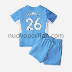 Maglie da Calcio Manchester City Riyad Mahrez 26 Bambino Prima Tenuta 2021-2022 Maniche Corte