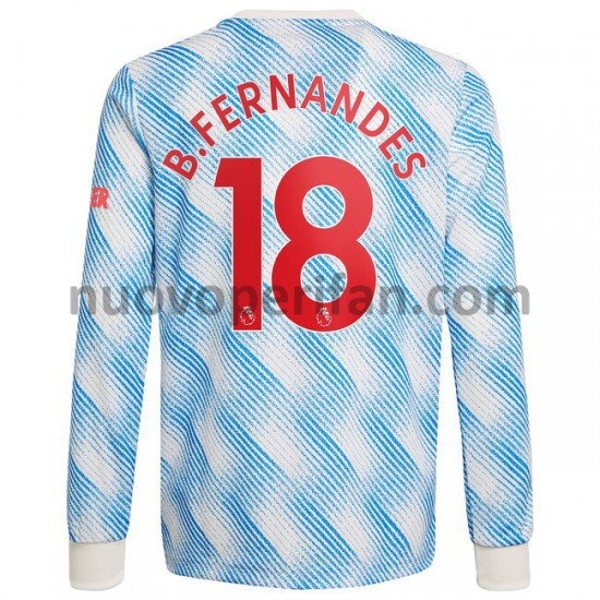 Maglie da Calcio Manchester United Bruno Fernandes 18 Trasferta Tenuta 2021-2022 Maniche Lunghe