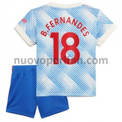 Maglie da Calcio Manchester United Bruno Fernandes 18 Bambino Trasferta Tenuta 2021-2022 Maniche Corte