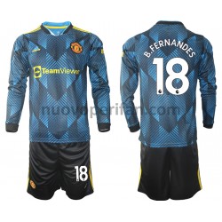 Maglie da Calcio Manchester United Bruno Fernandes 18 Bambino Alternativa Tenuta 2021-2022 Maniche Lunghe