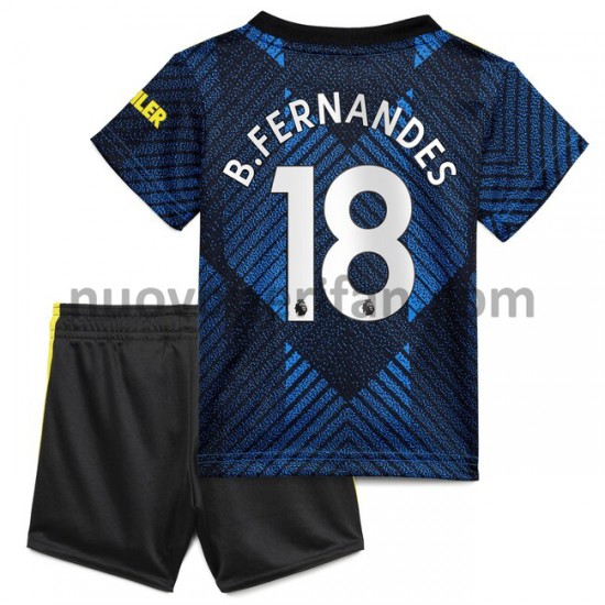 Maglie da Calcio Manchester United Bruno Fernandes 18 Bambino Alternativa Tenuta 2021-2022 Maniche Corte