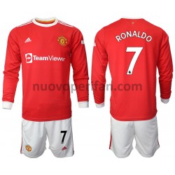 Maglie da Calcio Manchester United Cristiano Ronaldo 7 Bambino Prima Tenuta 2021-2022 Maniche Lunghe