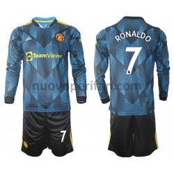 Maglie da Calcio Manchester United Cristiano Ronaldo 7 Bambino Alternativa Tenuta 2021-2022 Maniche Lunghe