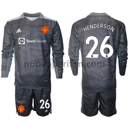 Maglie da Calcio Manchester United Dean Henderson 26 Portiere Bambino Trasferta Tenuta 2021-2022 Maniche Lunghe