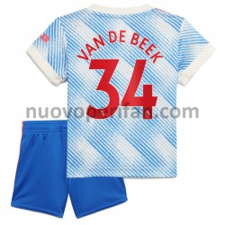 Maglie da Calcio Manchester United Donny Van De Beek 34 Bambino Trasferta Tenuta 2021-2022 Maniche Corte