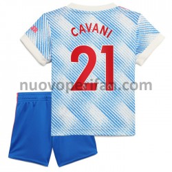 Maglie da Calcio Manchester United Edinson Cavani 21 Bambino Trasferta Tenuta 2021-2022 Maniche Corte