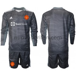 Maglie da Calcio Manchester United Portiere Bambino Trasferta Tenuta 2021-2022 Maniche Lunghe