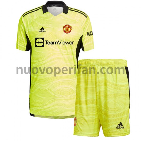 Maglie da Calcio Manchester United Portiere Bambino Prima Tenuta 2021-2022 Maniche Corte