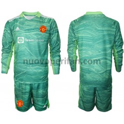 Maglie da Calcio Manchester United Portiere Bambino Alternativa Tenuta 2021-2022 Maniche Lunghe