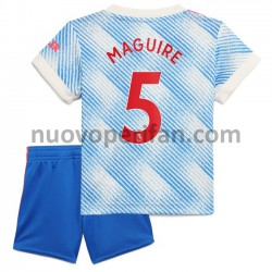 Maglie da Calcio Manchester United Harry Maguire 5 Bambino Trasferta Tenuta 2021-2022 Maniche Corte