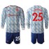 Maglie da Calcio Manchester United Jadon Sancho 25 Bambino Trasferta Tenuta 2021-2022 Maniche Lunghe