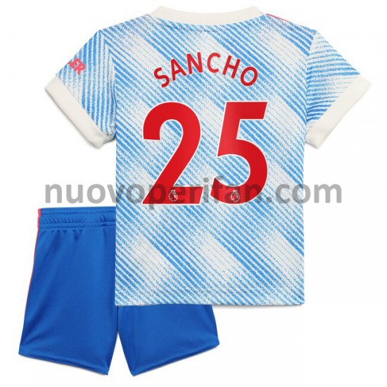Maglie da Calcio Manchester United Jadon Sancho 25 Bambino Trasferta Tenuta 2021-2022 Maniche Corte