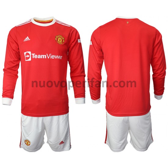 Maglie da Calcio Manchester United Bambino Prima Tenuta 2021-2022 Maniche Lunghe