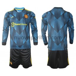 Maglie da Calcio Manchester United Bambino Alternativa Tenuta 2021-2022 Maniche Lunghe