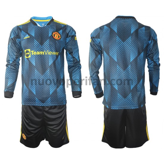 Maglie da Calcio Manchester United Bambino Alternativa Tenuta 2021-2022 Maniche Lunghe