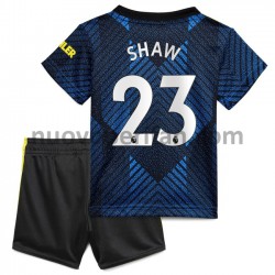Maglie da Calcio Manchester United Luke Shaw 23 Bambino Alternativa Tenuta 2021-2022 Maniche Corte