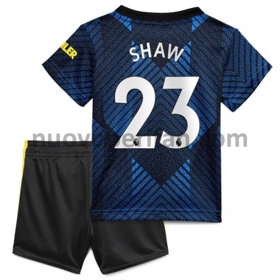 Maglie da Calcio Manchester United Luke Shaw 23 Bambino Alternativa Tenuta 2021-2022 Maniche Corte