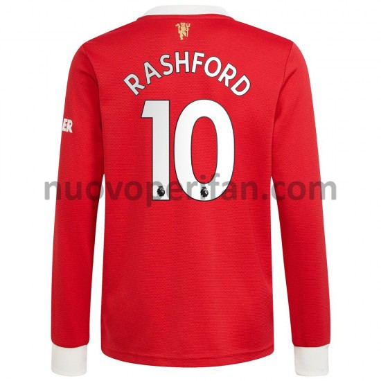 Maglie da Calcio Manchester United Marcus Rashford 10 Prima Tenuta 2021-2022 Maniche Lunghe