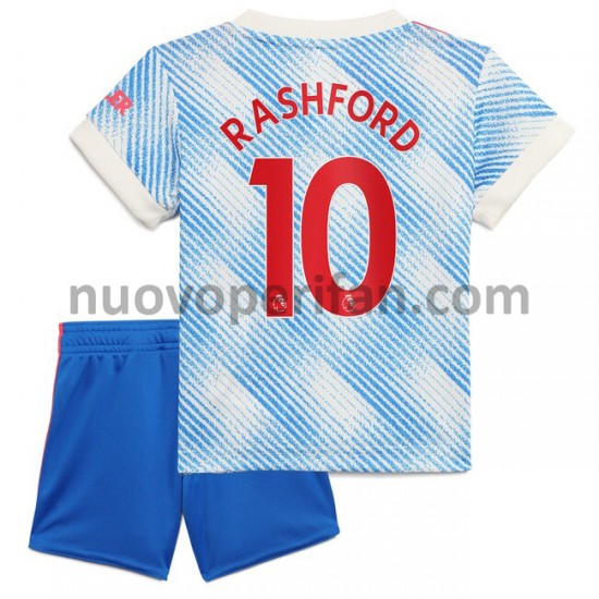 Maglie da Calcio Manchester United Marcus Rashford 10 Bambino Trasferta Tenuta 2021-2022 Maniche Corte