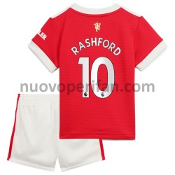 Maglie da Calcio Manchester United Marcus Rashford 10 Bambino Prima Tenuta 2021-2022 Maniche Corte