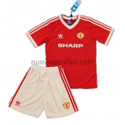 Maglie da Calcio Manchester United Retro Bambino Prima Tenuta 1984 Maniche Corte